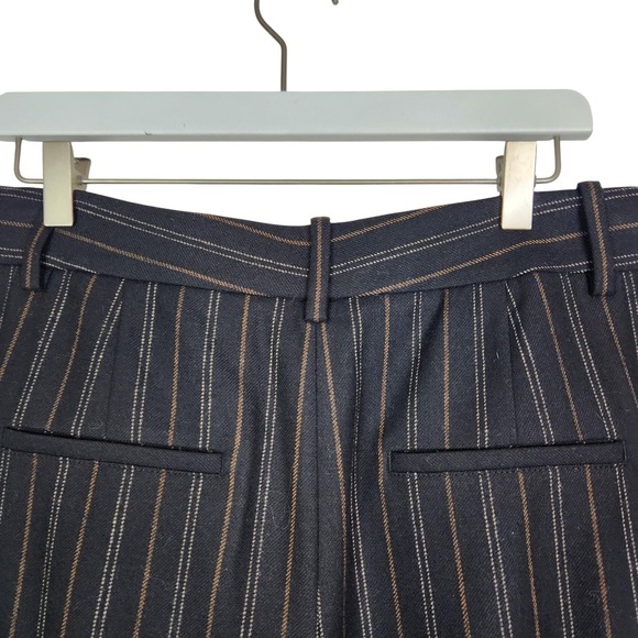 VINCE Pants‎ Womens 8 Black Brown Pinstripe Wide Leg Dress Trousers Work Wool - Picture 6 of 13